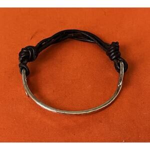 James Avery Retired Silver And Leather Hook On Charm Bracelet Size Small